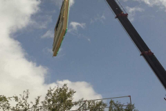 Mise en place par la grue